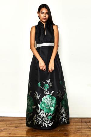 DRESS "Flores Nocturnas" with sort sleeves 